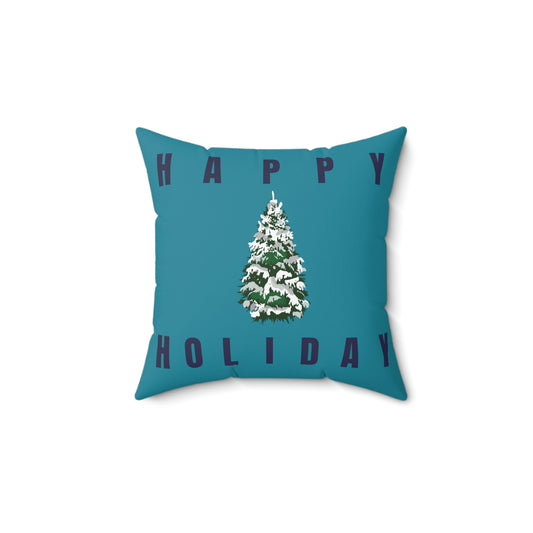 "Happy Holiday" Spun Polyester Square Pillow